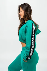 Dámská mikina Nebbia ICONIC Cropped Zip-Up Hoodie green