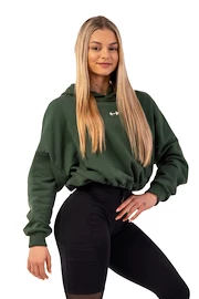 Dámská mikina Nebbia Loose Fit Crop Hoodie Iconic 421 dark green