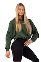 Dámská mikina Nebbia  Loose Fit Crop Hoodie Iconic 421 dark green M/L