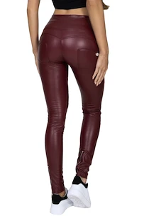 Dámské legíny Hugz Jeans  Wine Faux Leather Biker High Waist S