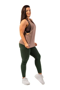 Dámské legíny Nebbia  Organic Cotton Ribbed High Waist Leggings 405 dark green