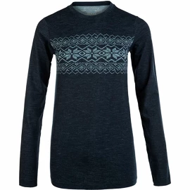 Dámské tričko Endurance Yalia Seamless Wool Print LS Baselayer Dark Blue