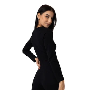 Dámské tričko GymBeam  FLO Ribbed CropTop Black