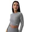 Dámské tričko GymBeam  FLO Ribbed CropTop Grey