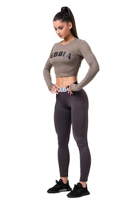 Dámské tričko Nebbia Hero Sporty Hero crop top long sleeve mocha XS