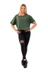 Dámské tričko Nebbia  Organic Cotton Loose Fit “The Minimalist” Crop Top 417 dark green