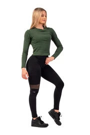 Dámské tričko Nebbia Organic Cotton Ribbed Long Sleeve Top 415 dark green