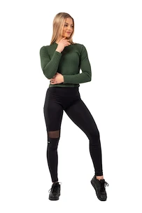 Dámské tričko Nebbia  Organic Cotton Ribbed Long Sleeve Top 415 dark green