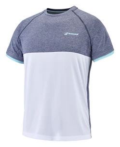 Dětské tričko Babolat  Play Crew Neck Tee Boy White/Blue 6 - 8 let