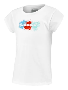 Dívčí tričko Babolat  Exercise Cotton Tee Girl White