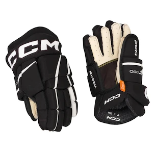 Hokejové rukavice CCM Tacks XF PRO Black/White Žák (youth) 8 palců