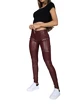 Hugz Jeans Wine Faux Leather Biker Mid Waist