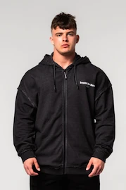 Pánská mikina Nebbia Washed-off Zip Up Hoodie GYM BRO Black