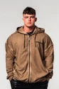 Pánská mikina Nebbia  Washed-off Zip Up Hoodie GYM BRO Light Brown