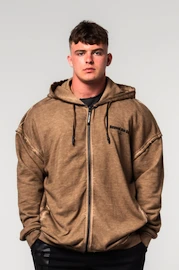 Pánská mikina Nebbia Washed-off Zip Up Hoodie GYM BRO Light Brown