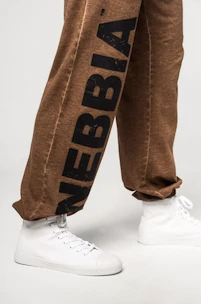 Pánské tepláky Nebbia  Washed-off Gym Sweatpants Baggy Style GYM BRO Ligth Brown