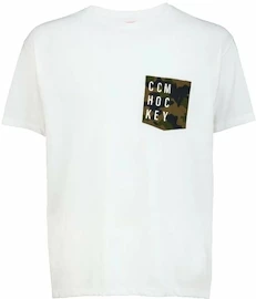 Pánské tričko CCM CAMO POCKET S/S TEE White