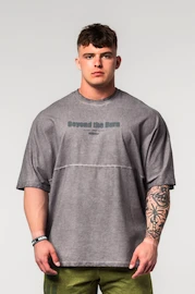 Pánské tričko Nebbia Washed-off Oversized Heavyweight Cotton T-shirt NO SHORTCUTS Light Grey