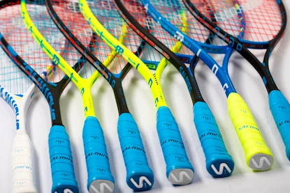 Squashová raketa Salming  Fusione Powerlite Racket Blue/Yellow