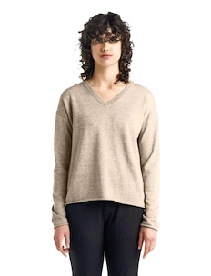 Svetr Icebreaker  Flaxen LS V Sweater Beige